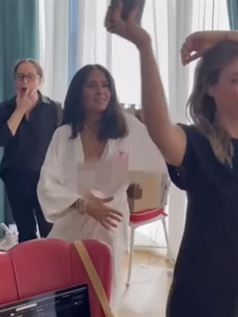 salma hayek slip|Salma Hayek Dances in a Bathrobe and Suffers Wardrobe